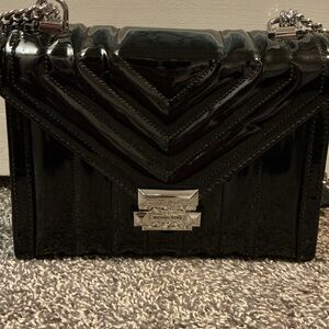 Michael Kors Whitney flap quilted black patent shoulder bag NWOT